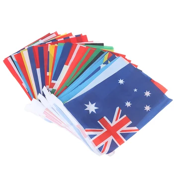 Флаг 50 Стран, 1-Струнный Подвесной флаг, баннер, мировые Радужные флаги, декор для вечеринок, Внутренний и наружный баннер, Декоративный Садовый флаг