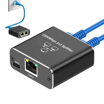 Nku 1000 Мбит/с Ethernet Разветвитель Адаптер Удлинитель кабеля локальной сети RJ45 1-в 2-выход Работает одновременно для компьютера, маршрутизатора, коммутатора