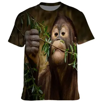 Мужские летние орангутанг животных шаблон 3D печатных забавная футболка Харадзюку мода o-образным вырезом с коротким рукавом дышащий большой размер топ