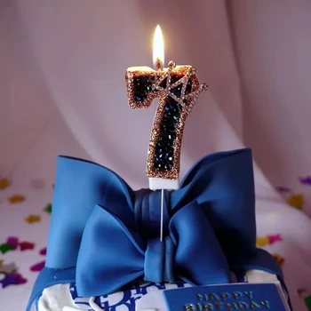 Свечи с черным бриллиантовым блеском на день рождения, топпер для торта на день рождения, свадебные цифровые торты, декор для десертов, принадлежности для декора на день рождения