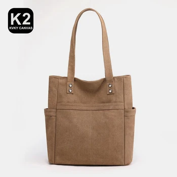 Женские сумки из холста большой емкости KVKY, сумка для защиты окружающей среды, женские сумки для отдыха, школьные сумки для дам