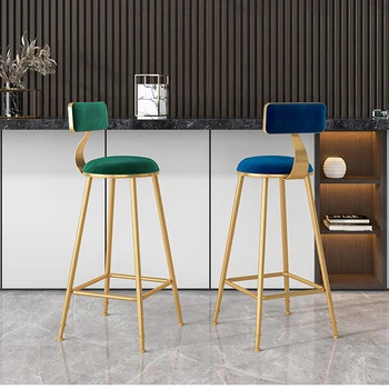 Скандинавский стул, простой высокий барный стул, современные кованые стулья со спинкой, легкие роскошные обеденные стулья, мебель для дома