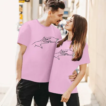Мужские и женские пары, 3D цифровая печать, пара, повседневная мужская и женская футболка с коротким рукавом, 3D печать, винтаж