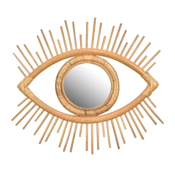 Инновационное Художественное украшение из ротанга Зеркало для макияжа в форме глаз Туалетные Настенные Зеркала Украшение дома