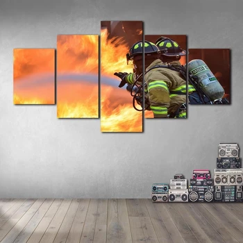Холст для рисования без рамки, 5 шт, Плакат о пожарной безопасности, HD-принты, Модульные настенные рисунки для украшения дома в гостиной