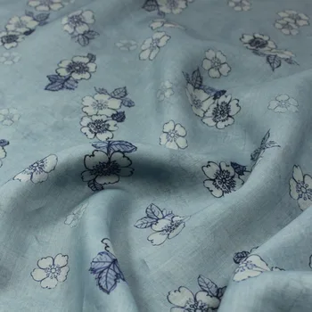 высококачественная ткань pure ramie светло-голубого и белого цветов с цветочным принтом tela robe юбка-рубашка из ткани чонсам