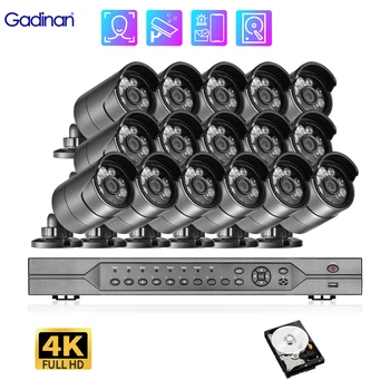 Gadinan 16CH 4K HD IP-Камера Комплект H.265 8MP NVR Vidio Комплект Видеонаблюдения Наружная Цветная Камера Ночного Видения для домашнего видеонаблюдения