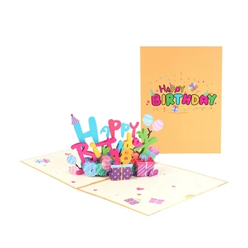 3D Трехмерная Поздравительная Открытка На День Рождения Красочная Резьба По Бумаге Ручной Работы Благословляющее Подарочное Сообщение Вставляемая Цифровая Карта Прочная