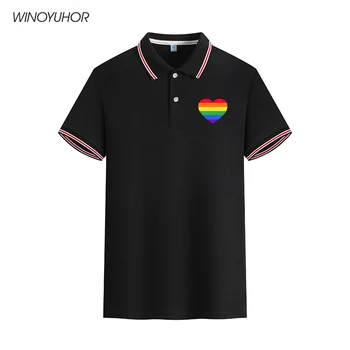 Love Pride, ЛГБТ, Радужное Сердце, Рубашки Поло для геев, Мужские И женские Летние Повседневные топы с короткими рукавами, Модная рубашка с воротником, одежда