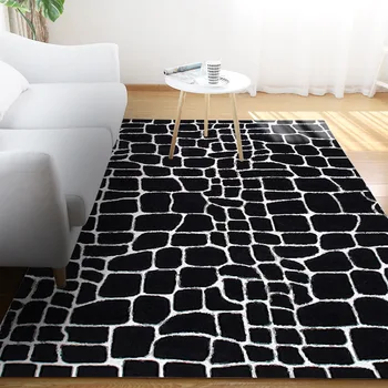Мягкие фланелевые Черно-белые ковры с 3D-печатью больших размеров для гостиной, спальни, коврики для прихожей, кухни, противоскользящие коврики для пола