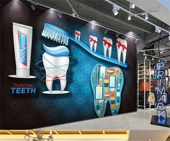 3D трехмерная ручная роспись зубов стоматологический инструментарий фоновые обои фотообои в стоматологии на заказ в Европе