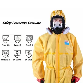 Сдельный химический рабочий комбинезон, защитная одежда, устойчивая к опасным химическим веществам, серной кислоте и щелочи.