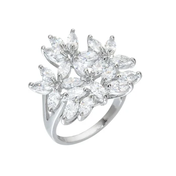 Новое модное темпераментное европейское и американское кольцо с цветком циркона AAA Для женщин/девочек, свадебная вечеринка, романтическое ювелирное кольцо