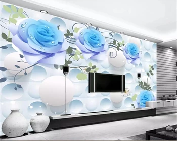 Пользовательские фотообои фреска 3D фантазия голубая роза стерео ТВ фон стены обои для домашнего декора настенная бумага из папье-маше