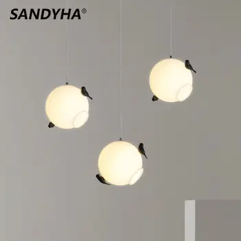 Стеклянная люстра SANDYHA в скандинавском минималистичном стиле, креативный арт-светильник для птичьего домика, светодиодная лампа для гостиной, столовой, Подвесной светильник