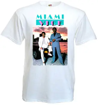 Футболка Miami Vice v3 с белым постером фильма всех размеров S-5XL.