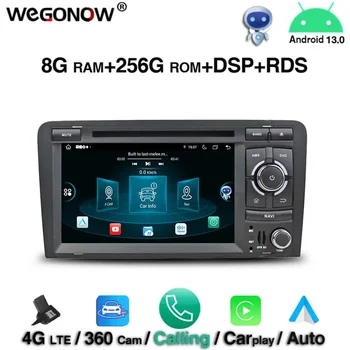 360 DSP HD IPS Android 13,0 8 ГБ + 256 ГБ Автомобильный DVD-плеер Wifi 4G RDS радио GPS карта для Audi A3 8P 2003-2012 S3 2006-2012 RS3 2011