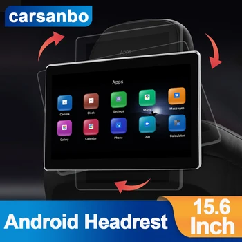 Carsanbo Android 11 Монитор 15,6 Дюймовый Подголовник Заднего Сиденья Развлечения с 4G Сотовой Передачей Данных Беспроводной Wifi Фронтальная Камера Чат