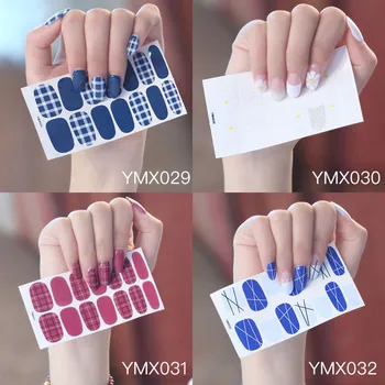 14 наконечников / лист, наклейки для дизайна ногтей в корейском стиле, обертывания, наклейки для ногтей, наклейки для DIY, водонепроницаемые маникюрные полоски, инструмент