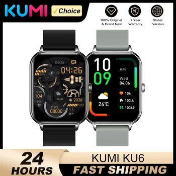 Мировая премьера Смарт-часов KUMI KU6 1,91 дюйма NFC Smartwatch Bluetooth Call 110 + Спортивный Пульсометр IP68 Водонепроницаемый