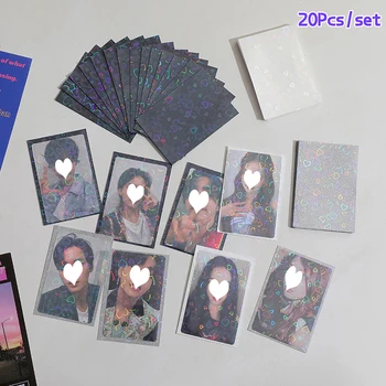 20 шт./упак. Блестящие фотокарточки Love Heart Kpop Idol, Защитная сумка для хранения, Альбомная карточка, фотокарточки, рукава для карточек