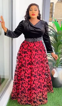 Мусульманское платье Элегантные вечерние платья в африканском стиле больших размеров для женщин 2024 Весенняя мода Дашики Анкара Бархатные свадебные длинные платья Макси