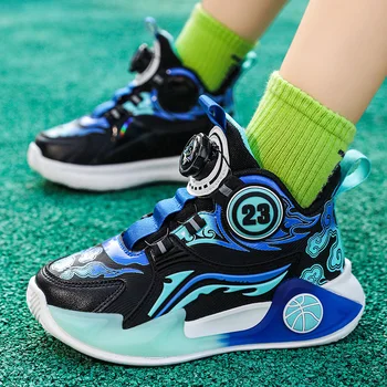 Детские кроссовки, баскетбольные кроссовки для мальчиков, кожаная повседневная спортивная обувь с высоким берцем для мальчиков, школьная обувь для бега, спортивная обувь для тенниса