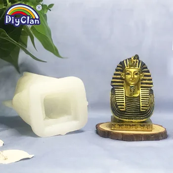 3D Силиконовая форма для египетского фараона, Сделай сам, Свеча ручной работы, Ароматерапия, Гипсовые глины, Формы, Сахарные поделки, Инструменты для украшения выпечки.