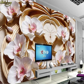 Фотообои beibehang на заказ С 3D Цветочным Тиснением Фоновая стена 3D Фоновая стена Phalaenopsis papel de parede