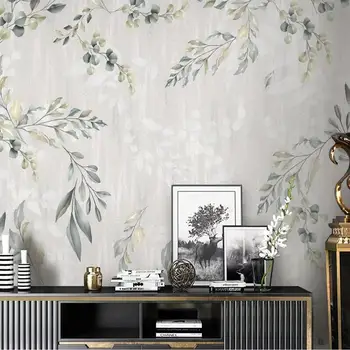 Пользовательские 3D фотообои с ручной росписью листьев растений, свежие обои для гостиной в американском ретро-стиле, ТВ-фон, обои для стен, обои для рабочего стола