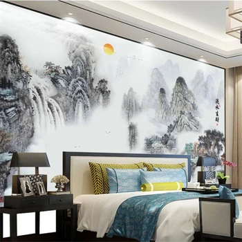 beibehang изготовил по индивидуальному заказу большую настенную роспись в новом китайском стиле с пейзажем воды и богатства, фоном для телевизора, обоями для стен.