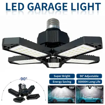 Мини-пятистворчатый светодиодный гаражный светильник Деформируемый Гаражный потолочный светильник Регулируемый 5-панельный светодиодный светильник E27 / E26 Light Промышленное освещение