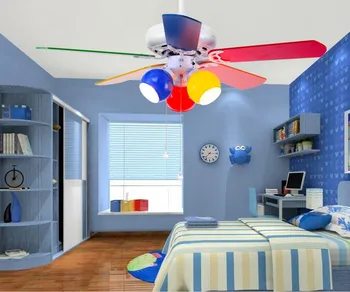 Вентилятор для детской комнаты, потолочный светильник с дистанционным управлением, мультяшная цветная столовая, спальня со светодиодным потолочным вентилятором, детский сад