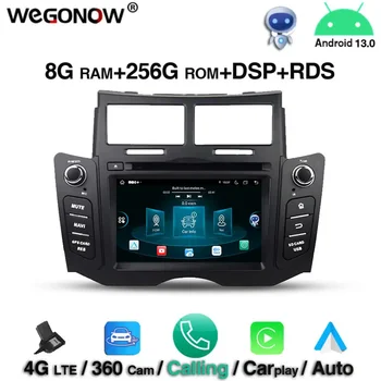 Carplay 360 DSP IPS Android 13,0 8G + 256 ГБ 8 ядерный Для Toyota YARIS 2005-2011 Автомобильный DVD-плеер Wifi Bluetooth 5,0 RDS радио GPS Карта