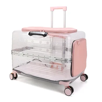 Прозрачные колеса для коляски с кошкой, большие багажные коробки, переноска для чемодана для домашних животных