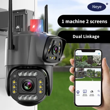 8-Мегапиксельная камера 4K WiFi с двойным объективом и двойным экраном, водонепроницаемая камера видеонаблюдения, сигнальные огни, IP-камера